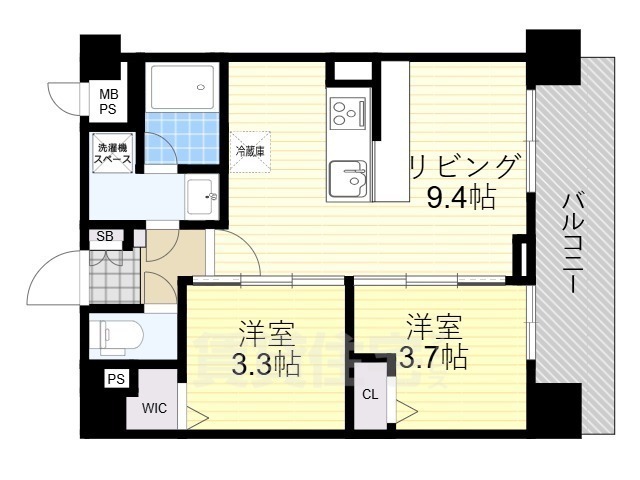 茨木市天王のマンションの間取り