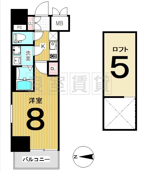 名古屋市中区大須のマンションの間取り