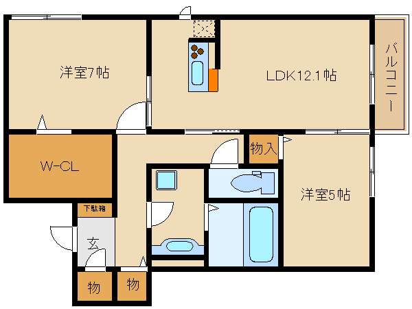 柏原市片山町のアパートの間取り