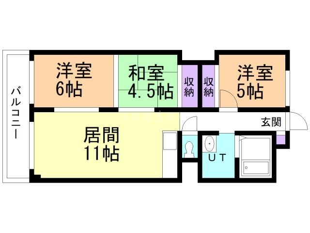 札幌市西区山の手三条のマンションの間取り