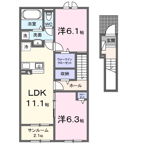 新潟県柏崎市城塚（アパート）の賃貸物件の間取り