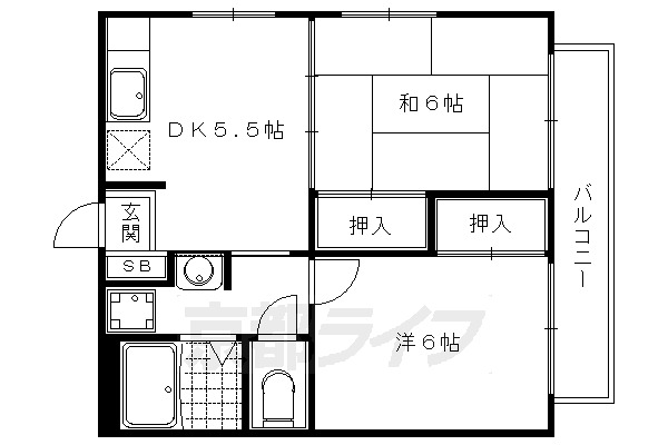 京都市左京区岩倉花園町のアパートの間取り