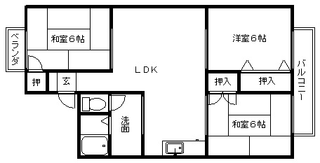 箕面市桜ケ丘のアパートの間取り