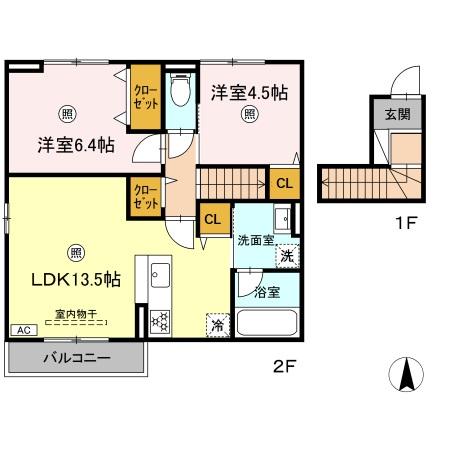 広島市安佐南区安東のアパートの間取り