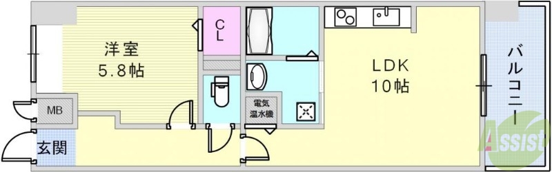 神戸市兵庫区御崎本町のマンションの間取り