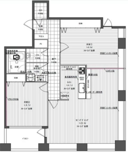 港区三田のマンションの間取り