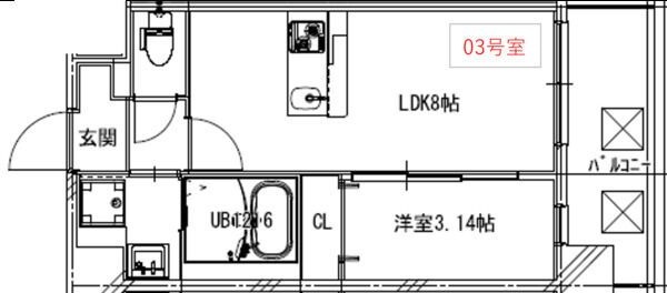 大阪市城東区古市のマンションの間取り