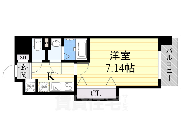 東大阪市足代新町のマンションの間取り