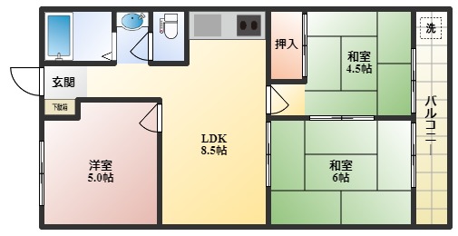 ハイツ上野台A棟の間取り