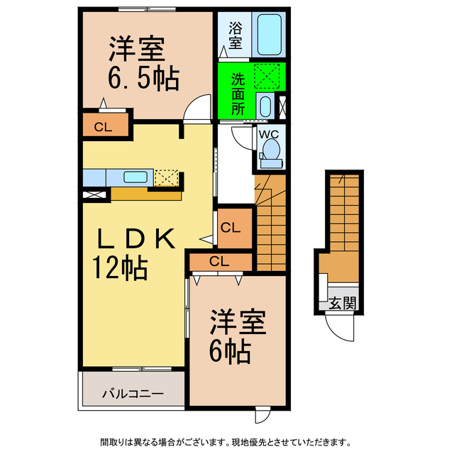 阿南市那賀川町苅屋のアパートの間取り