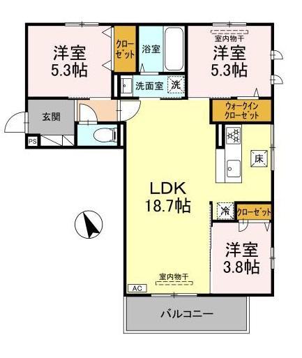 東広島市西条町寺家のアパートの間取り