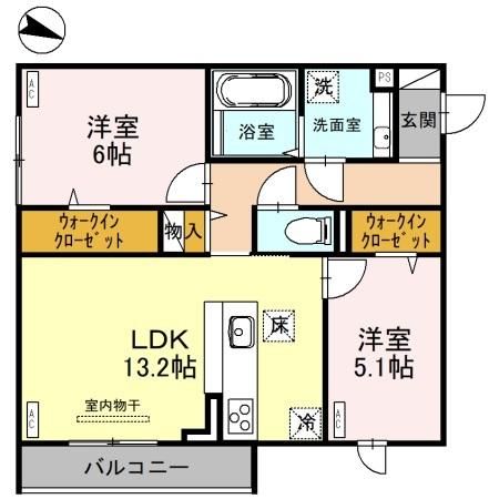 新潟市東区紫竹のアパートの間取り