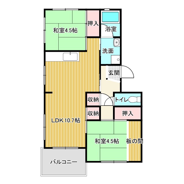 中登美第2団地16の間取り