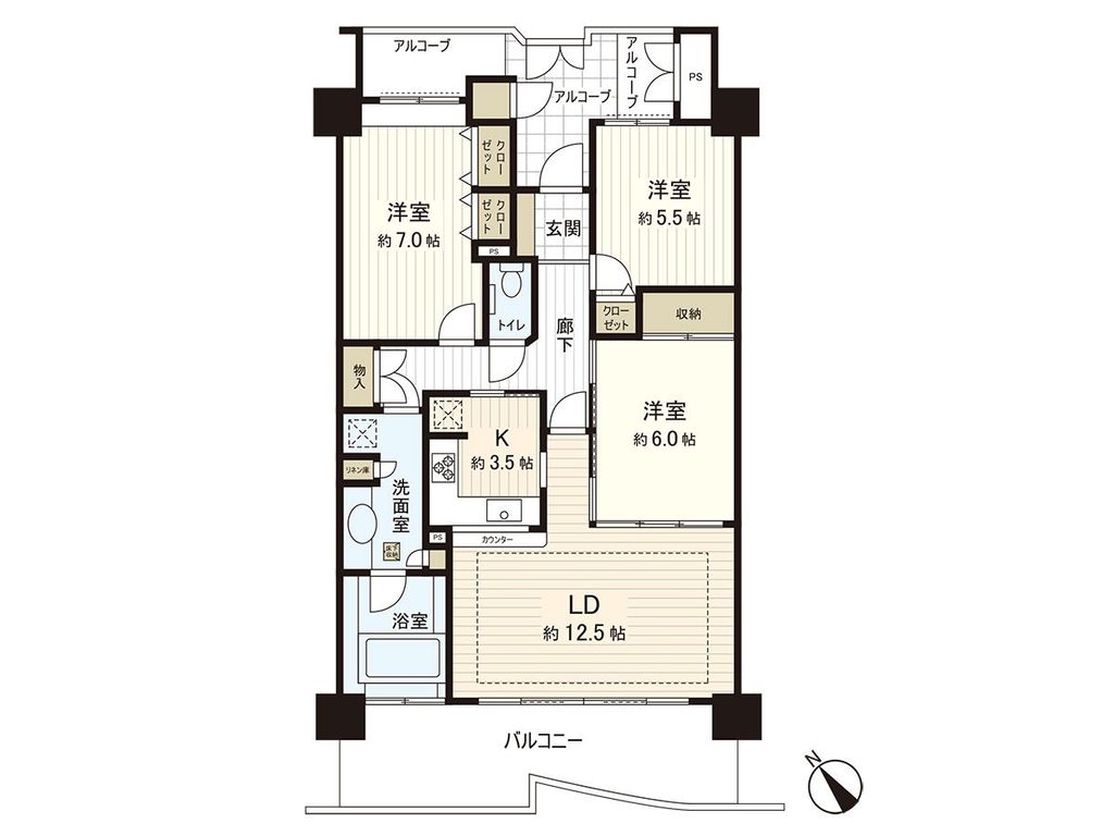 ライオンズタワー仙台広瀬の間取り