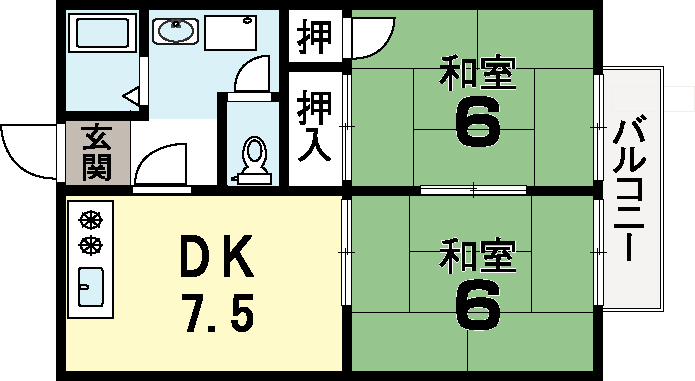 城陽市枇杷庄のアパートの間取り