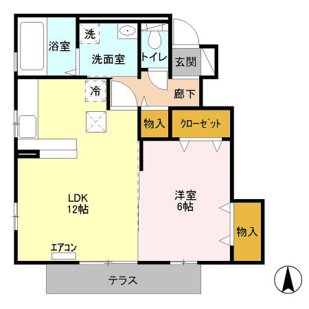 八王子市七国のアパートの間取り