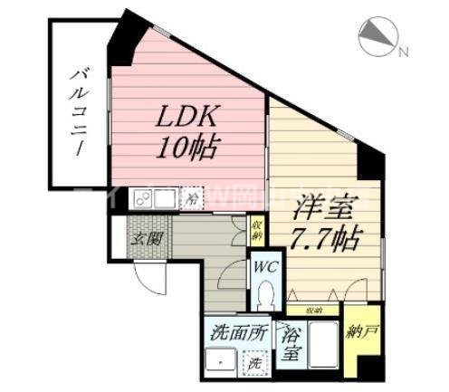 岡山市北区中山下のマンションの間取り