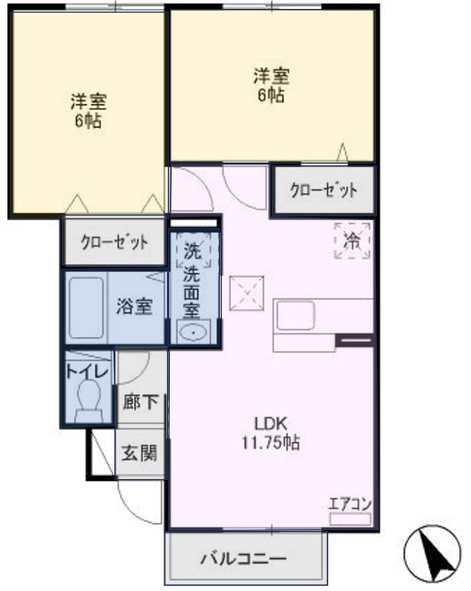 甲斐市大下条のアパートの間取り