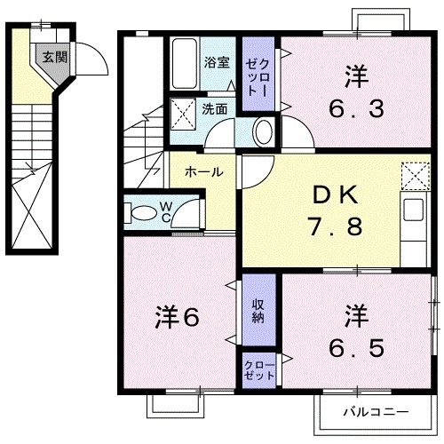 橋本市高野口町伏原のアパートの間取り