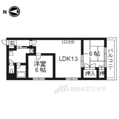 シャルマン北山堀川ハイツ３－Ａの間取り