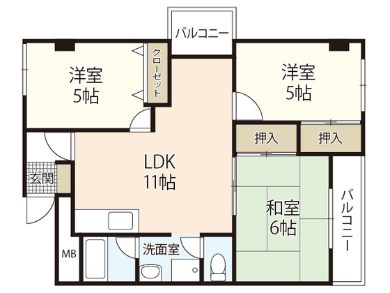 広島市西区古江新町のマンションの間取り