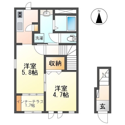 郡山市赤木町のアパートの間取り