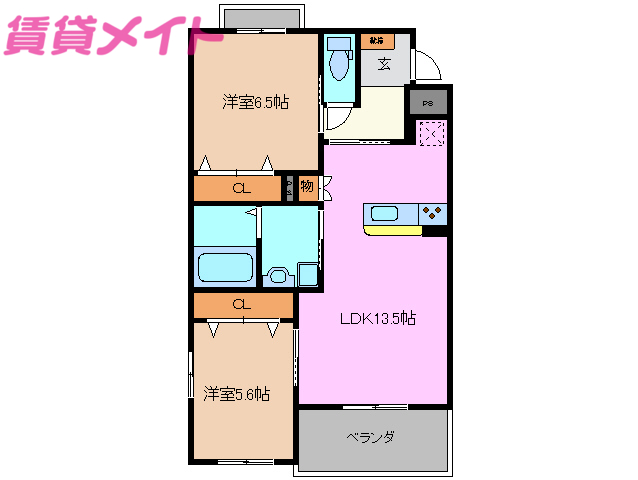 四日市市羽津中のマンションの間取り