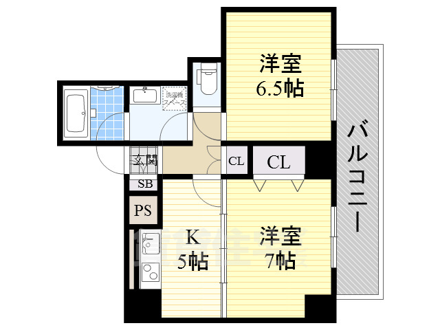 大阪市浪速区敷津西のマンションの間取り