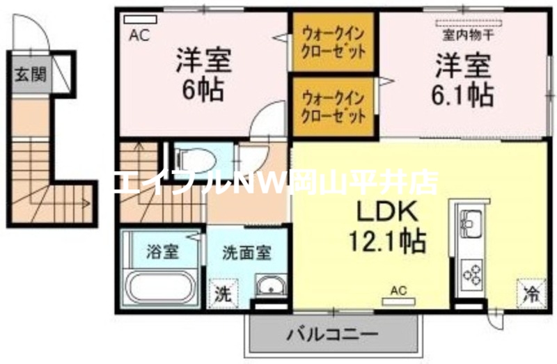 赤磐市高屋のアパートの間取り