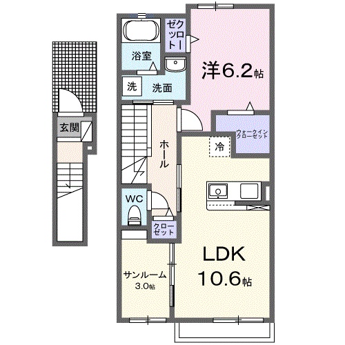 雲南市木次町下熊谷のアパートの間取り