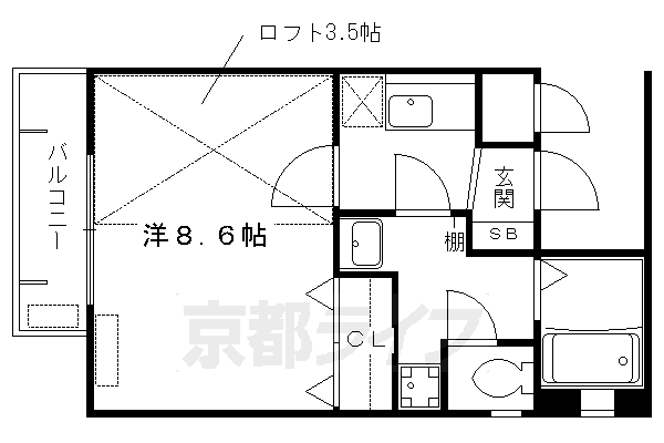 京都市右京区太秦安井小山町のマンションの間取り