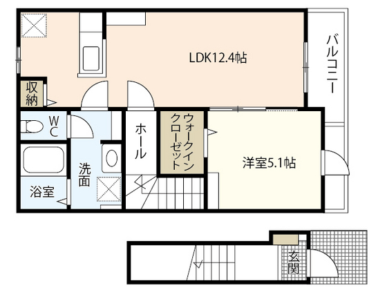 広島市西区南観音町のアパートの間取り