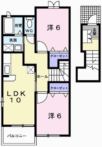 姫路市西庄のアパートの間取り