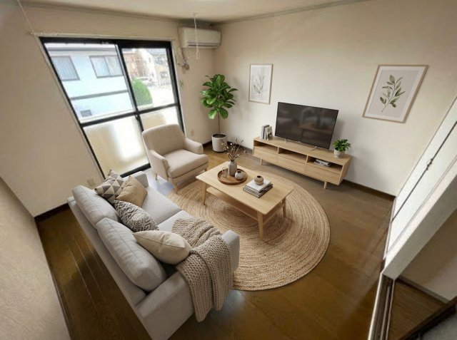 居室・リビング　家具はCGのイメージ画像になります。※実際に家具は付いており