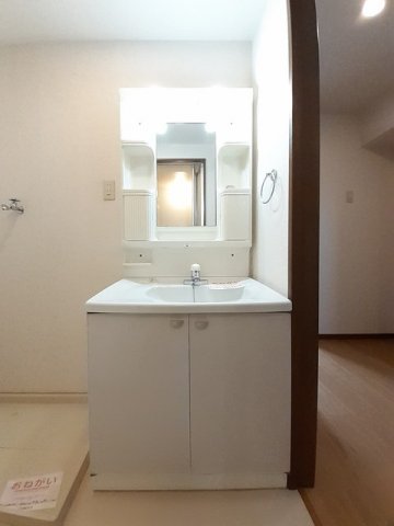 洗面設備　スペースが確保できる洗面所です