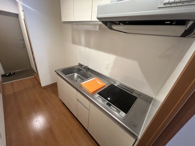 キッチン　IHコンロのシステムキッチンは収納豊富でキッチン用品の整理整