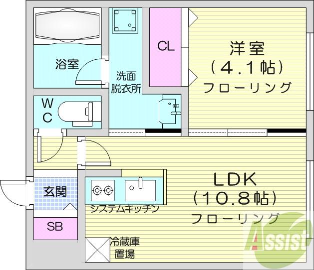 地下鉄東西線 西１１丁目駅 徒歩8分 5階建 築1年の間取り写真
