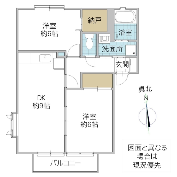ＪＲ常磐線 水戸駅 徒歩15分 2階建 築25年の間取り写真