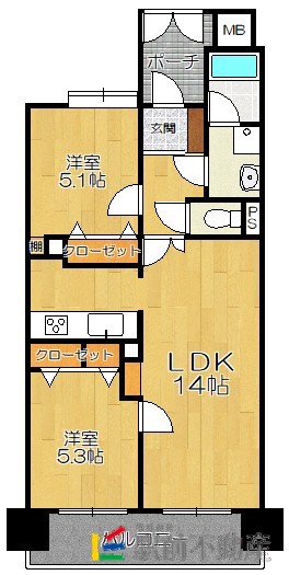 アースコート渡辺通りの間取り写真