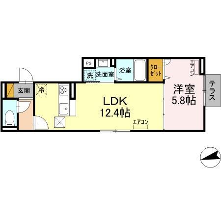 Ｄ－ｒｏｏｍ弁天３丁目　Ｂの間取り