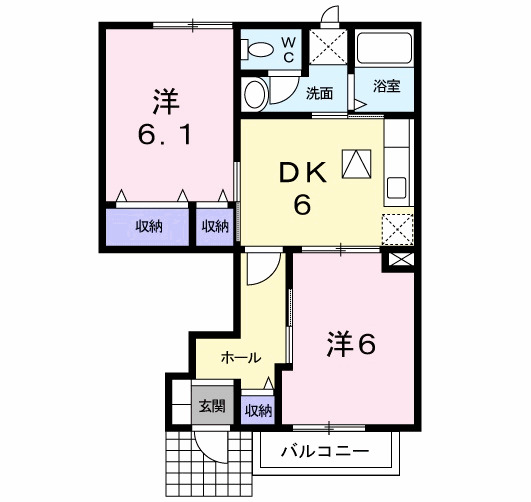 北九州市小倉南区南方のアパートの間取り