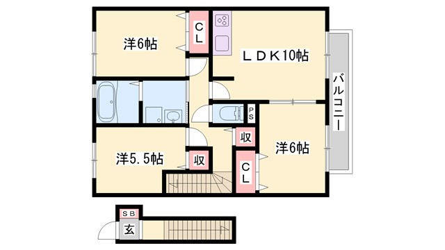 グランドゥール御津Ｂ棟の間取り