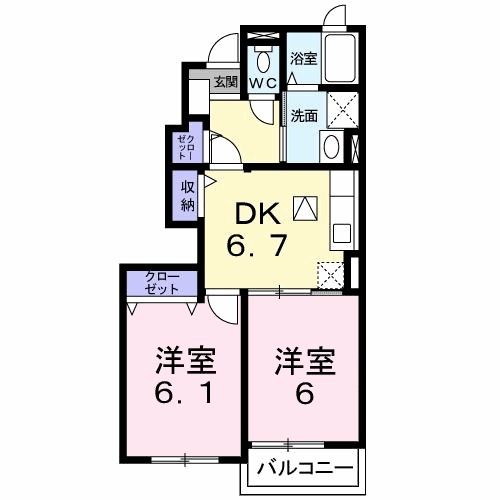 牧之原市静波のアパートの間取り