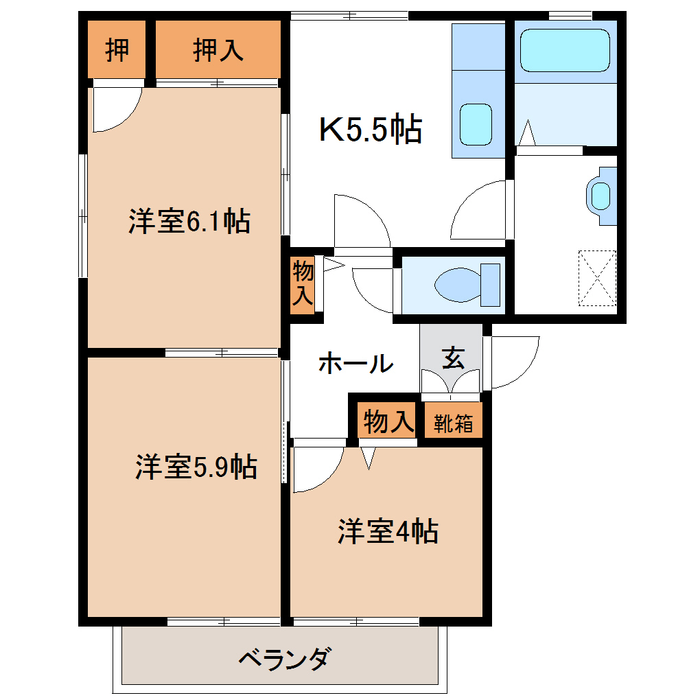 スプリングコート弐番館の間取り