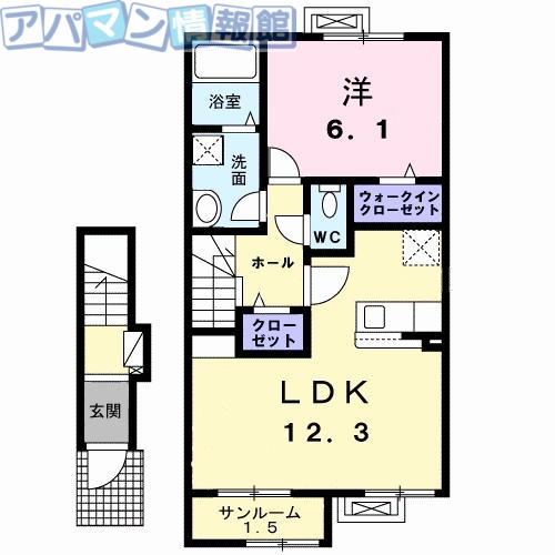 五泉市寺沢のアパートの間取り