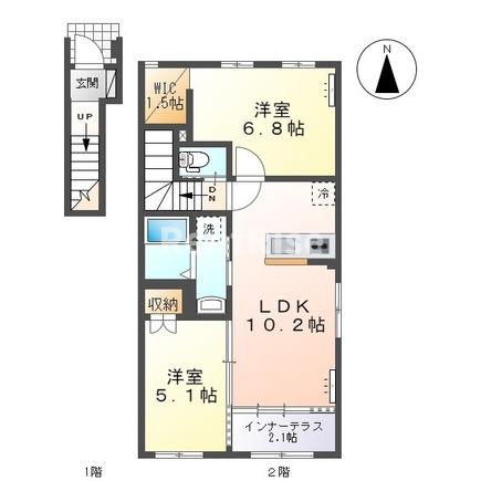 稲沢市中之庄町のアパートの間取り