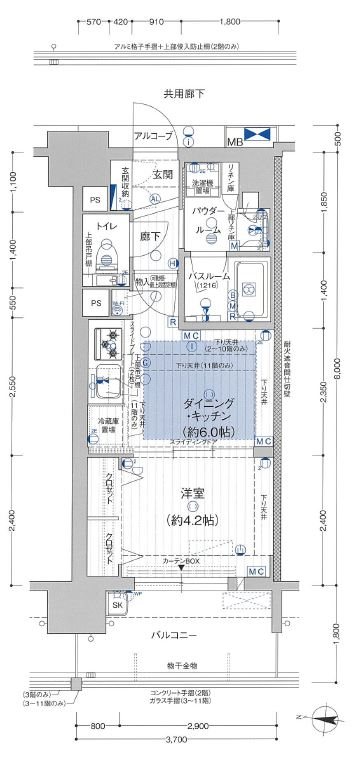 名古屋市中区栄のマンションの間取り