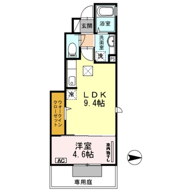 神戸市北区山田町下谷上のアパートの間取り