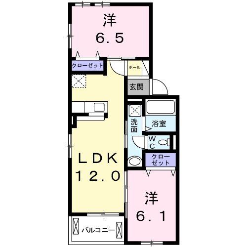 【高松市上林町のアパートの間取り】