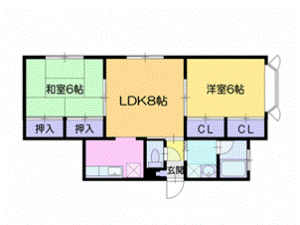 余市郡余市町山田町のアパートの間取り